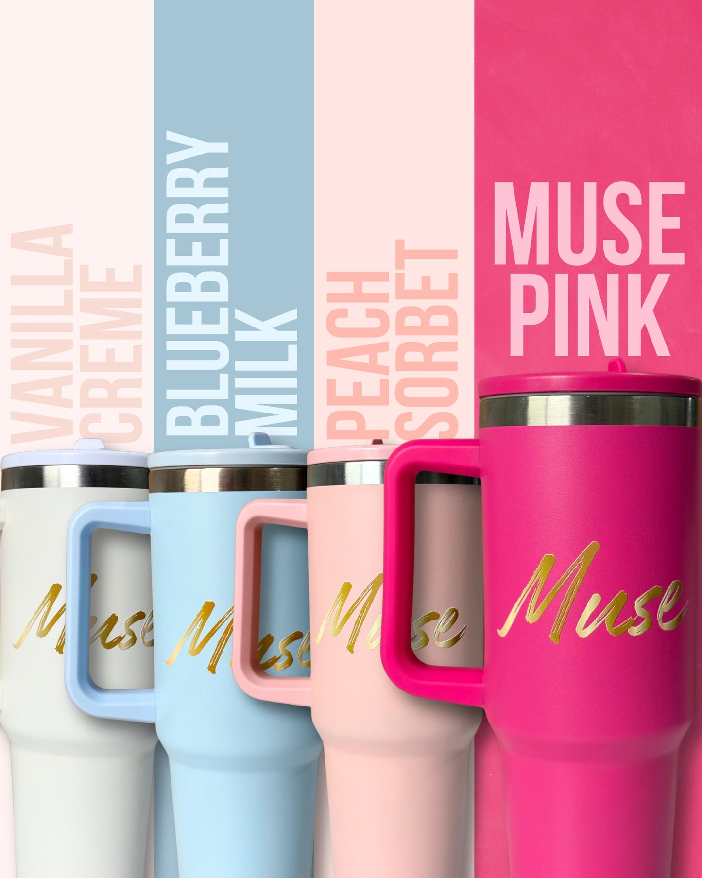 Muse Beauty Everyday Essentials™ Tumbler with Handle & Lid + 1 Straw 1200ML