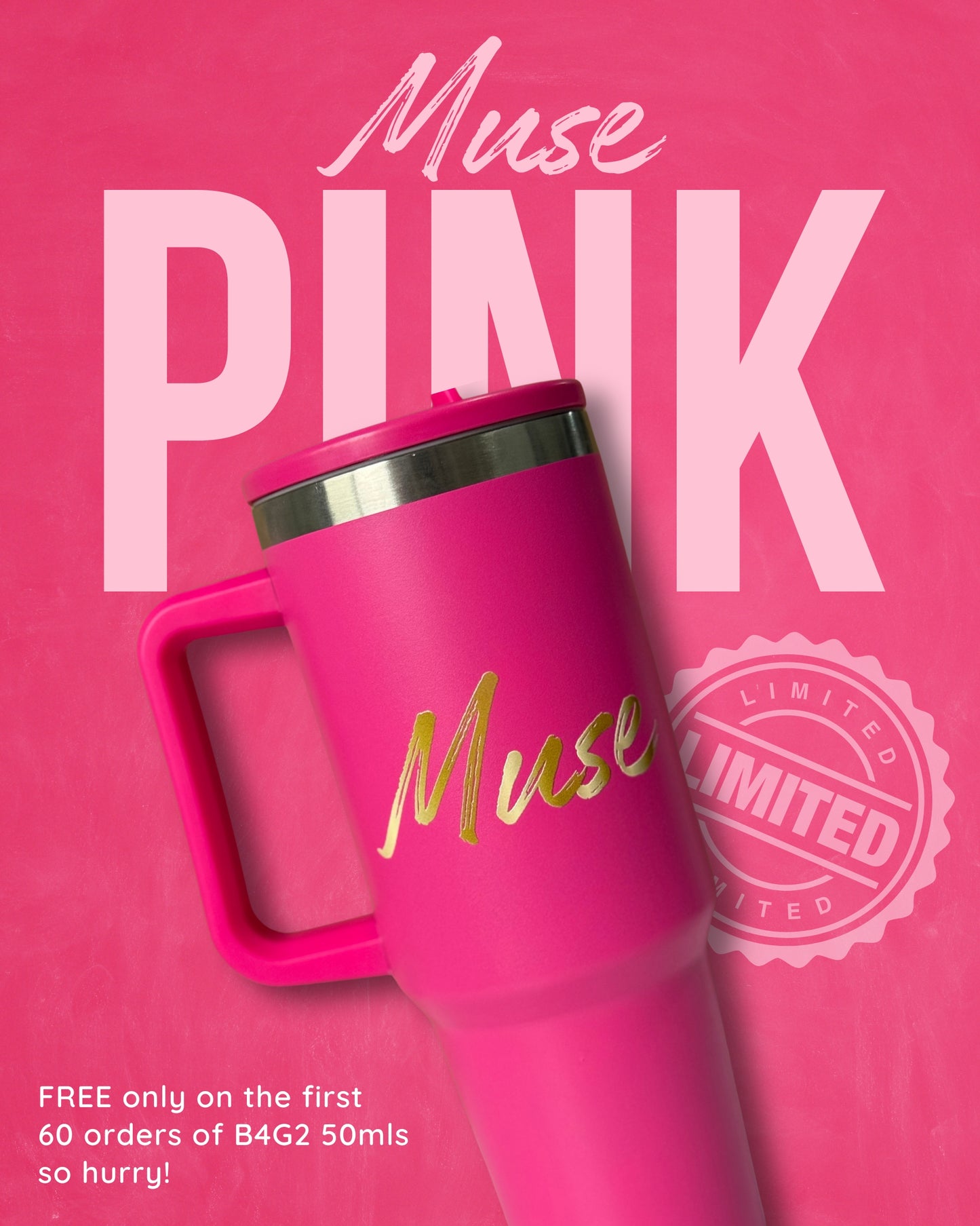 Muse Beauty Everyday Essentials™ Tumbler with Handle & Lid + 1 Straw 1200ML