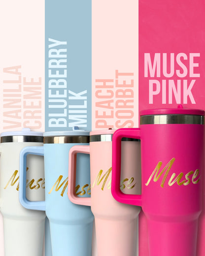 Muse Beauty Everyday Essentials™ Tumbler with Handle & Lid + 1 Straw 1200ML